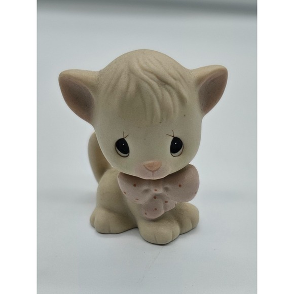 Precious Moments Figurine Kitten with Bow Collectible Display Decor - Picture 1 of 7